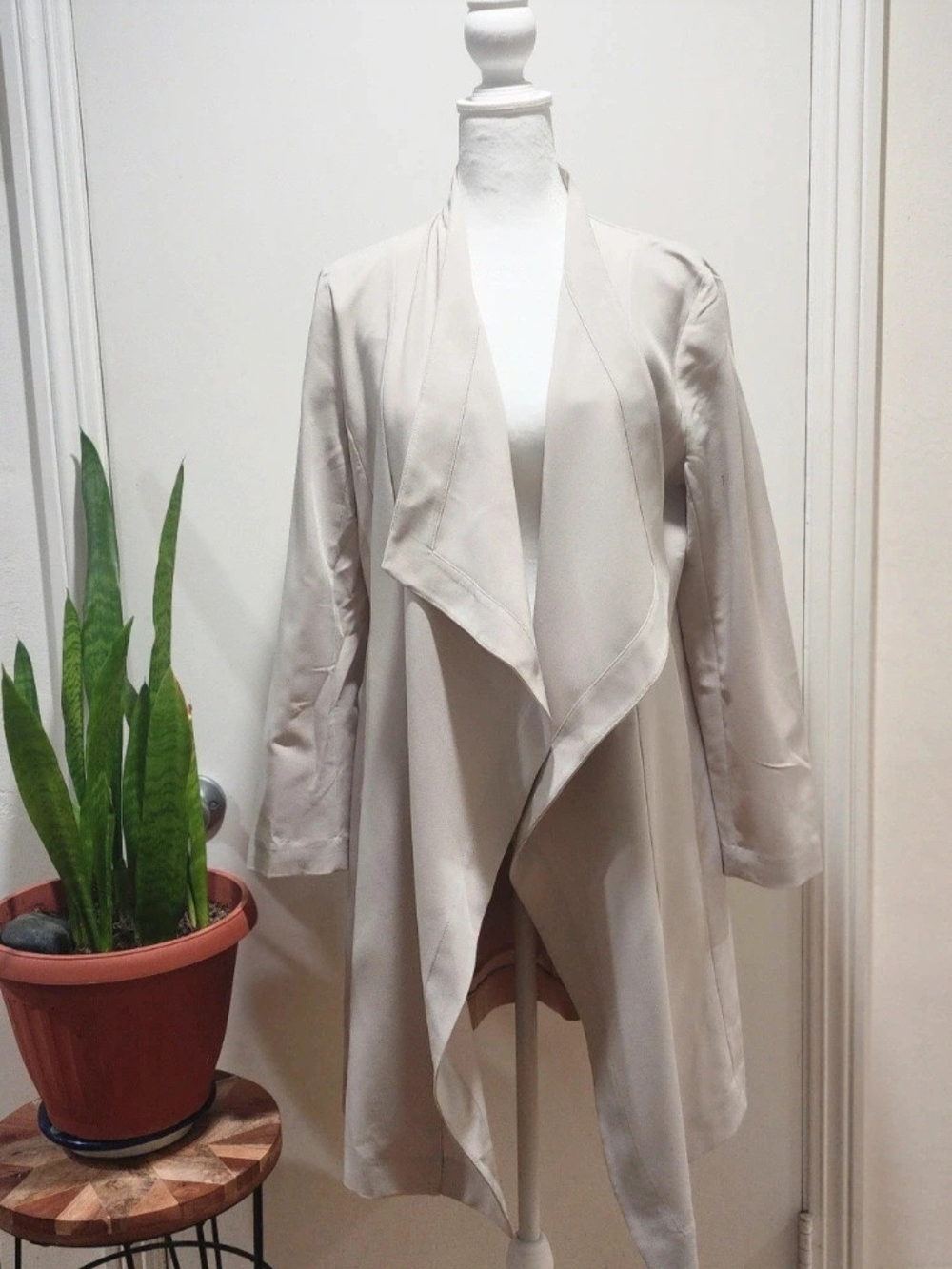Halogen Light Beige Draped Trench Coat